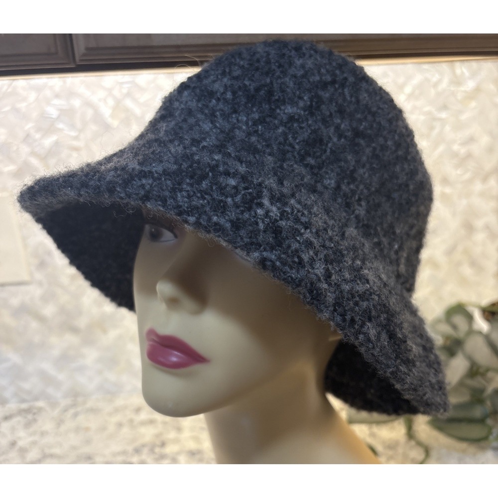 Vtg Liz Claiborne Womens Ladies‎ Grey Bucket Hat One Size Wool Blend fishercore
